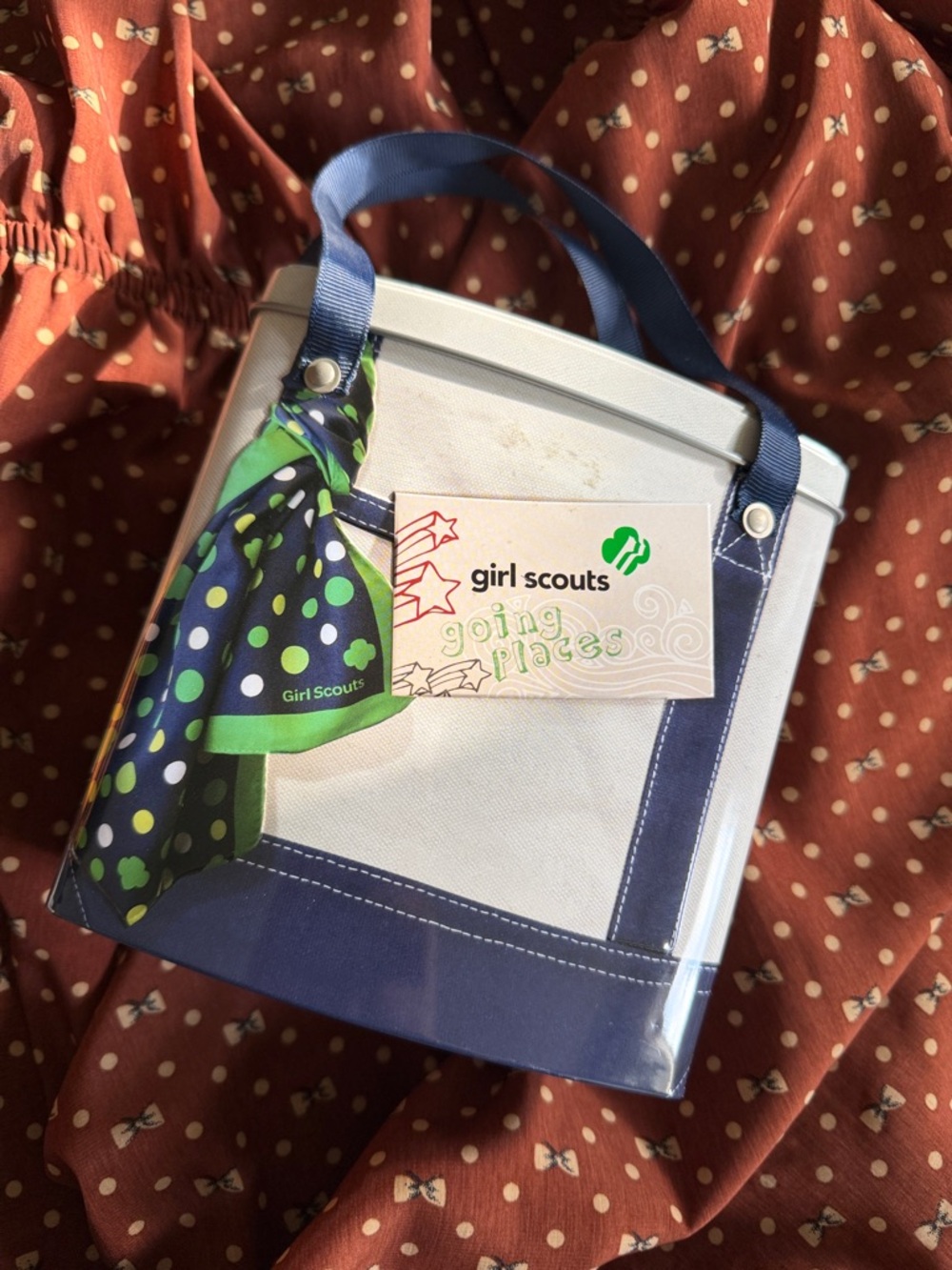 Girl Scouts Kids Canvas Tote Bag in White and Navy with Green Accent
